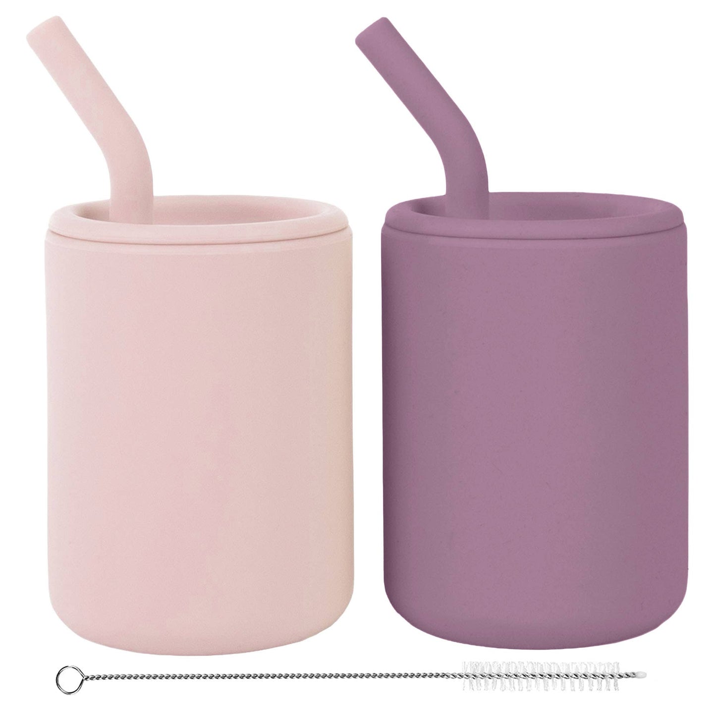 WeeSprout - Silicone Toddler Straw Cups – 4 oz, Set of 2
