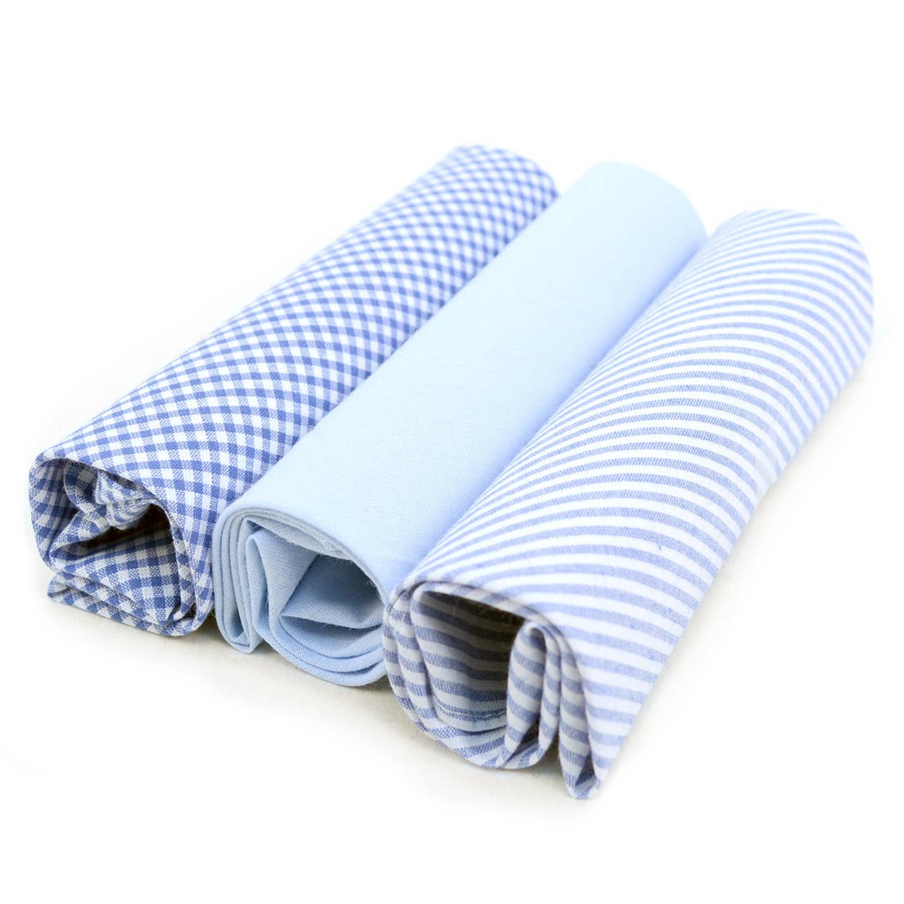 Men's Cotton Solid, Striped & Plaid Blue Handkerchiefs