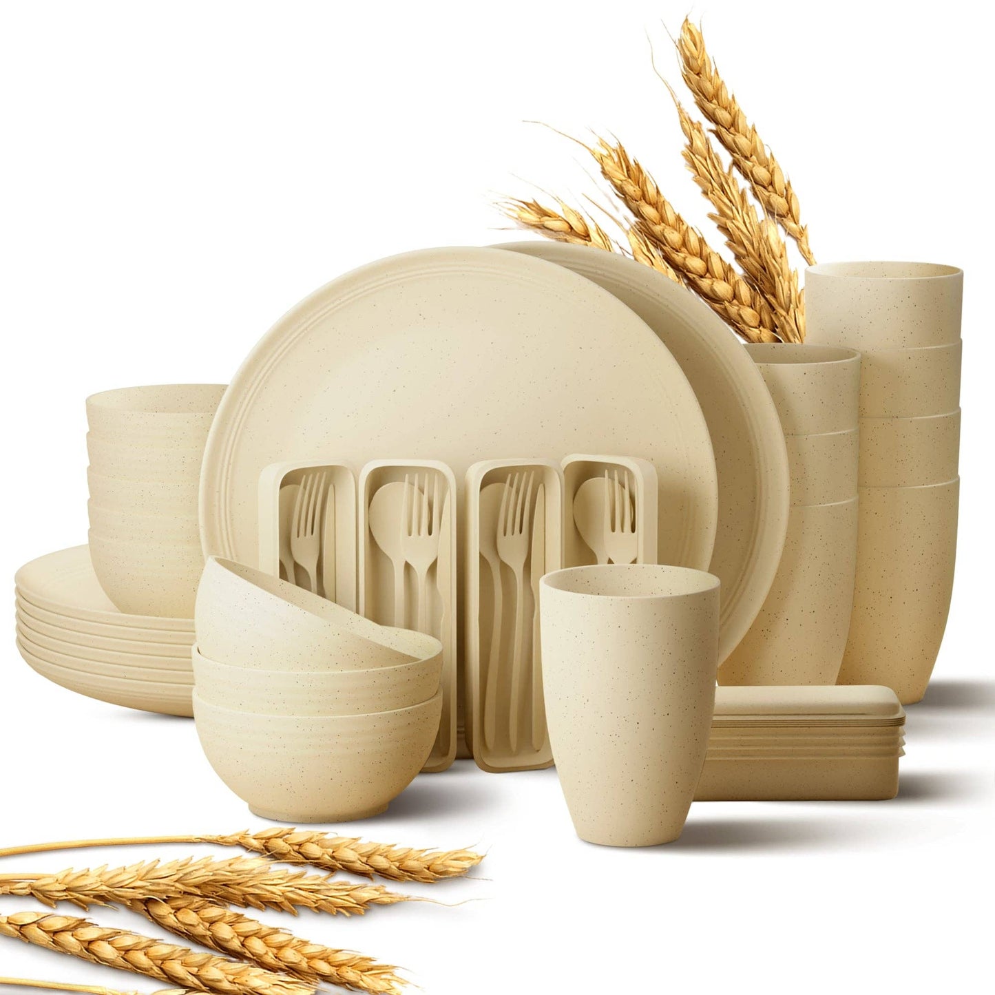 Greendish - Eco-Friendly Wheat Straw Dinnerware Combo Sets Reusable Kit
