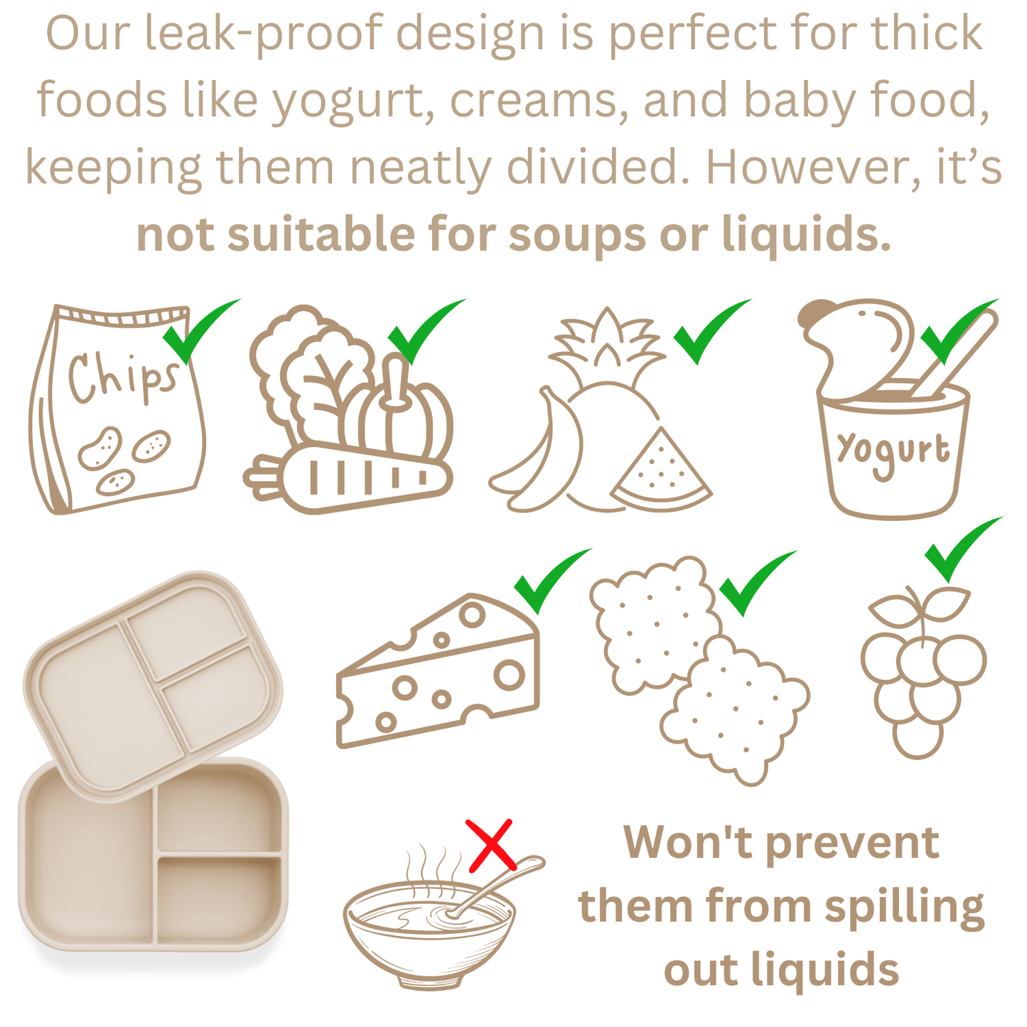 Ali+Oli - Ali+Oli Leakproof Silicone Bento Box (Coco) Back to School