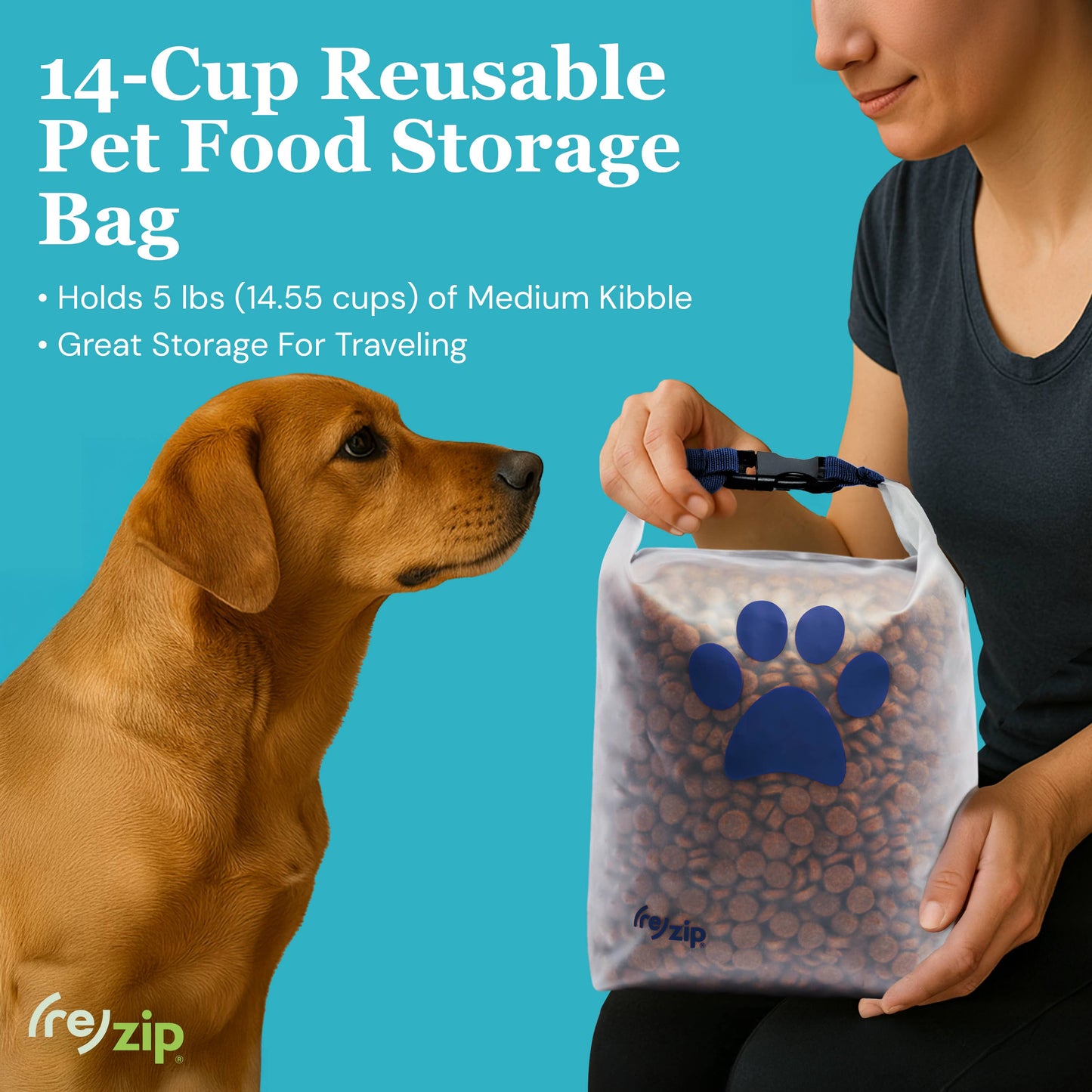 Reusable Roll Top Pet Food Storage Bag - Medium