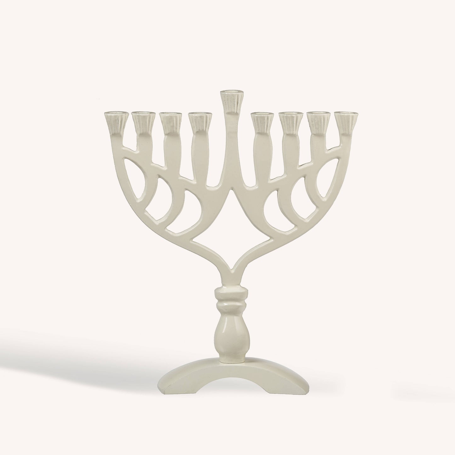 Ner Mitzvah - Candle Menorah - White - 7.5 Inch