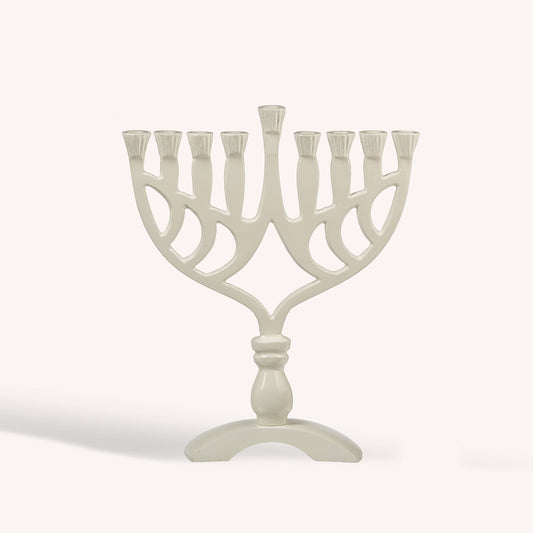 Ner Mitzvah - Candle Menorah - White - 7.5 Inch