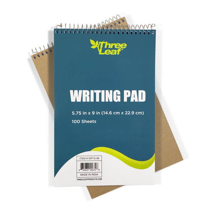 Three Leaf Ruled Writing Pad, 5.75 X 9  In 100 Sheets,48 Ct.