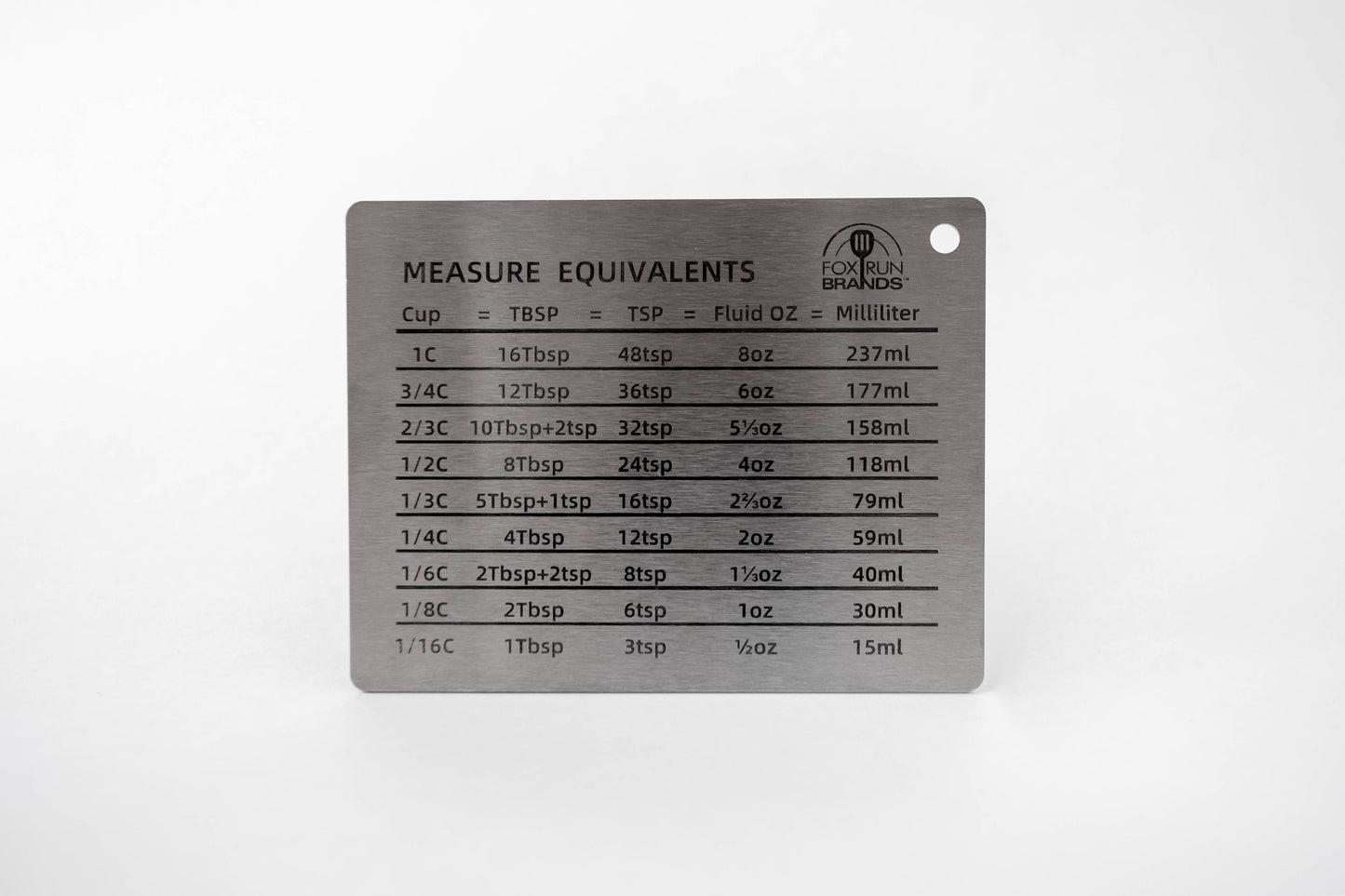 Fox Run Brands - Fox Run Stainless Steel Conversion Chart Magnet, 4.3" x 3.4"