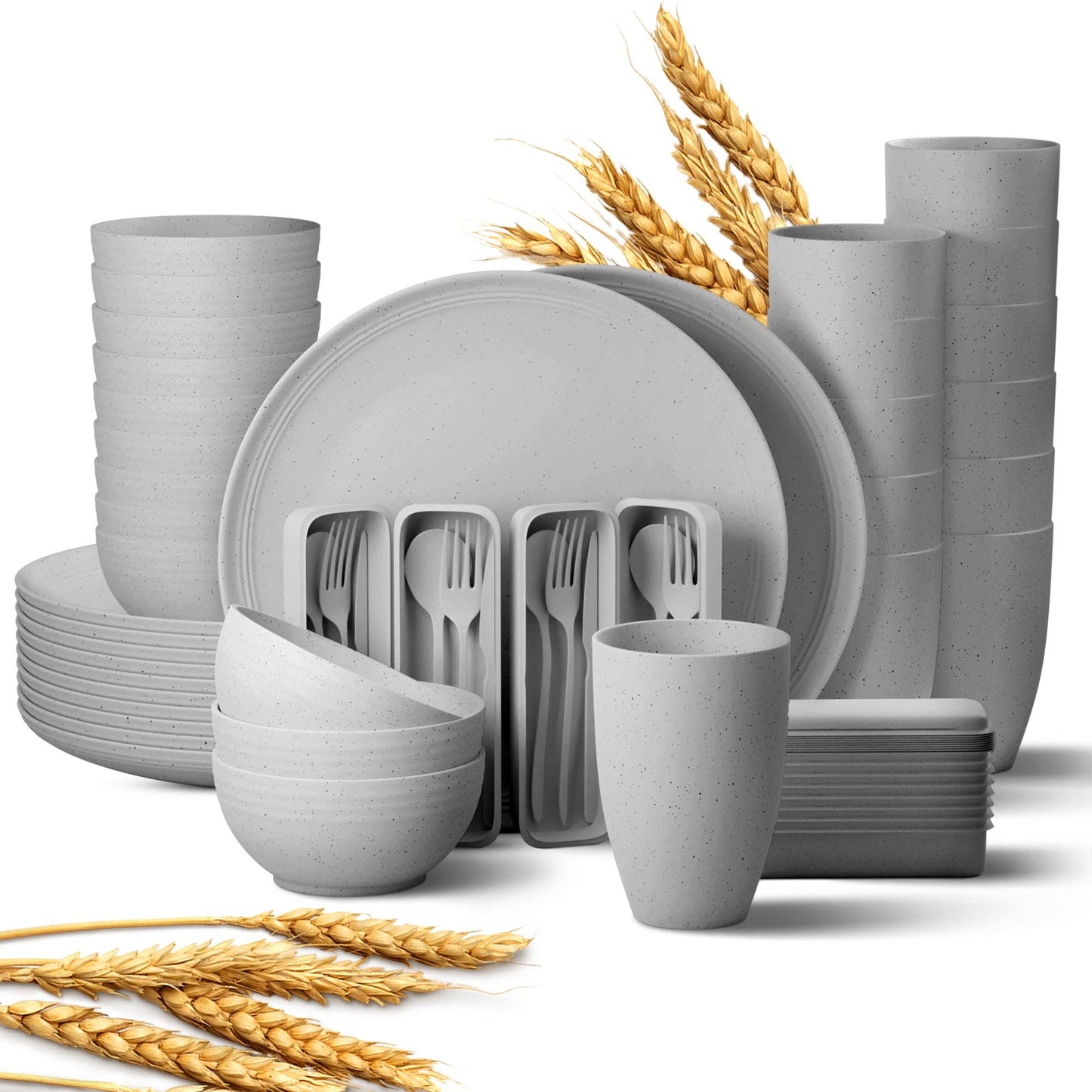 Greendish - Eco-Friendly Wheat Straw Dinnerware Combo Sets Reusable Kit