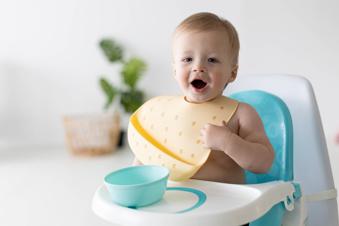 Pearhead - Baby Bib Set, You’re a Peach, Silicone, Set of 2