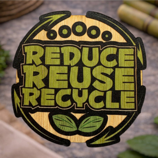 Bamboo Wood Stickers - Reduce Reuse Recycle