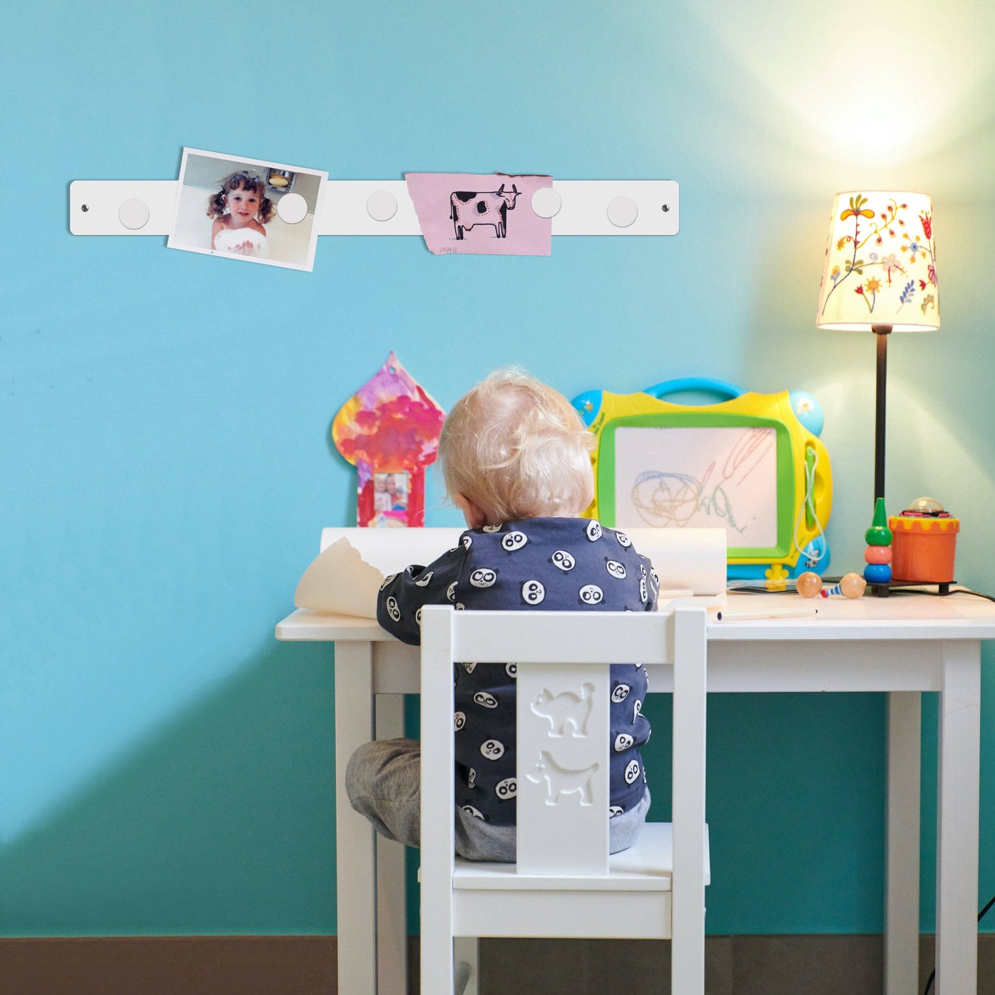 Large magnetic strip bulletin board