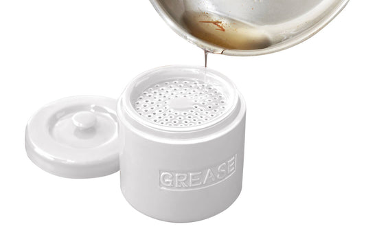 Fox Run Brands - Fox Run Porcelain Grease Container, White, 5" x 5" x 5"