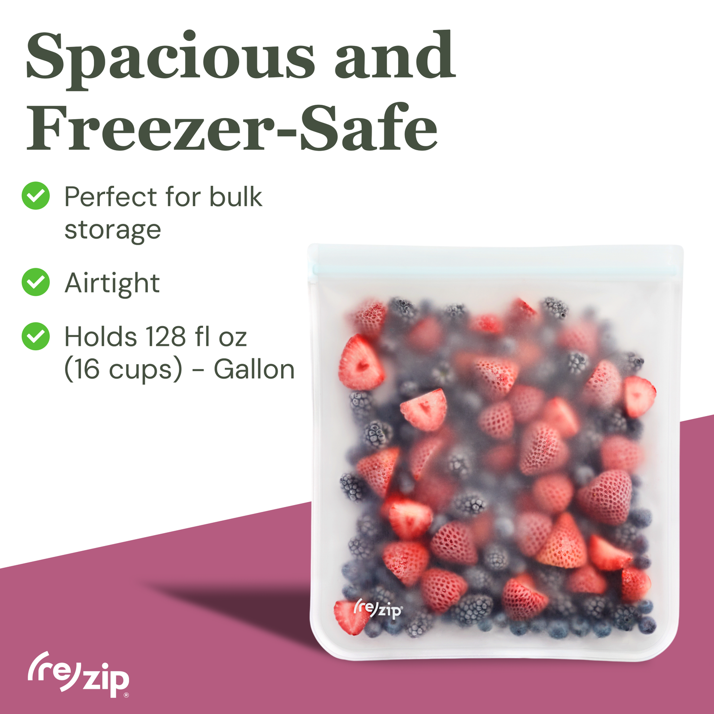 Reusable Flat Gallon Storage Bags - Clear - 2 Pack