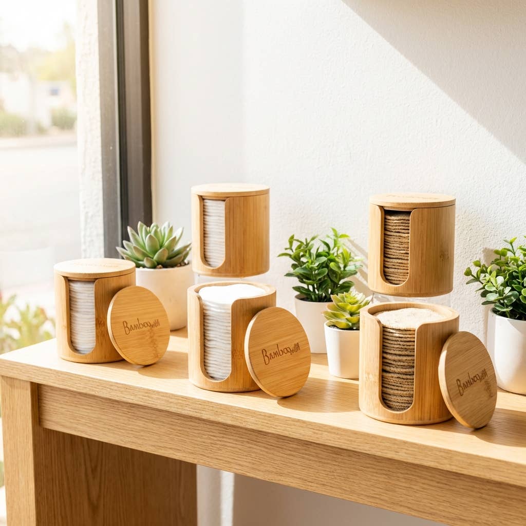 Bamboo Facial Rounds Holder | Earth Day Bestseller