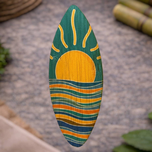 Bamboo Wood Stickers - Sunset Surfboard