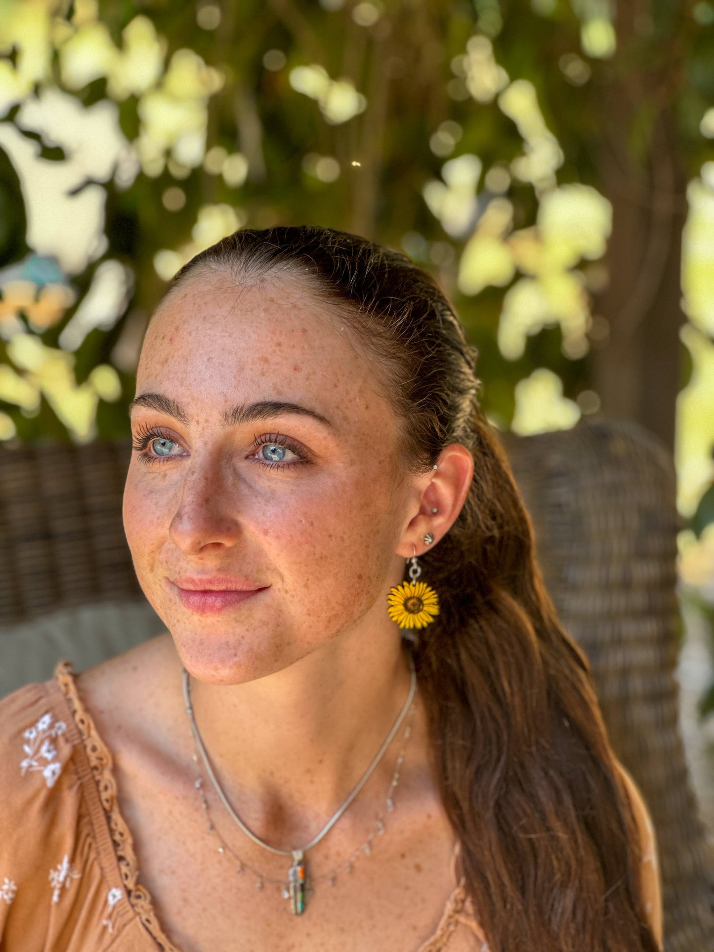 Green Tree Jewelry - Detailed Sunflower Earrings