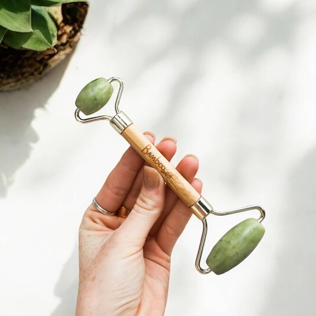 Bamboo Facial Roller | Jade Stone | Earth Day Bestseller