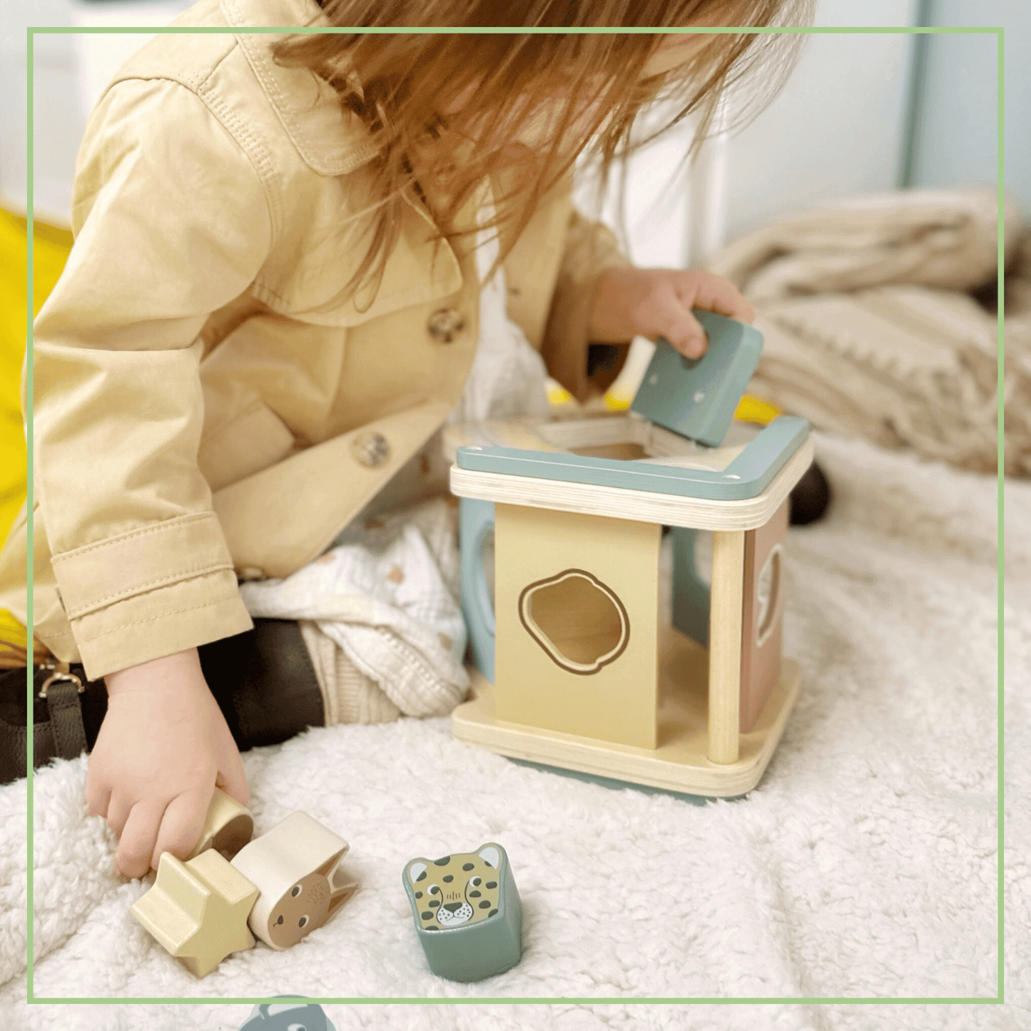 Wooden Shape Sorter & Sensory Block Learning Toy Ages 1-3