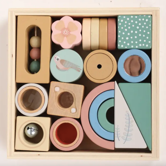 Wooden Sensory Activity Blocks - Stacking & Sorting Toy 12m+