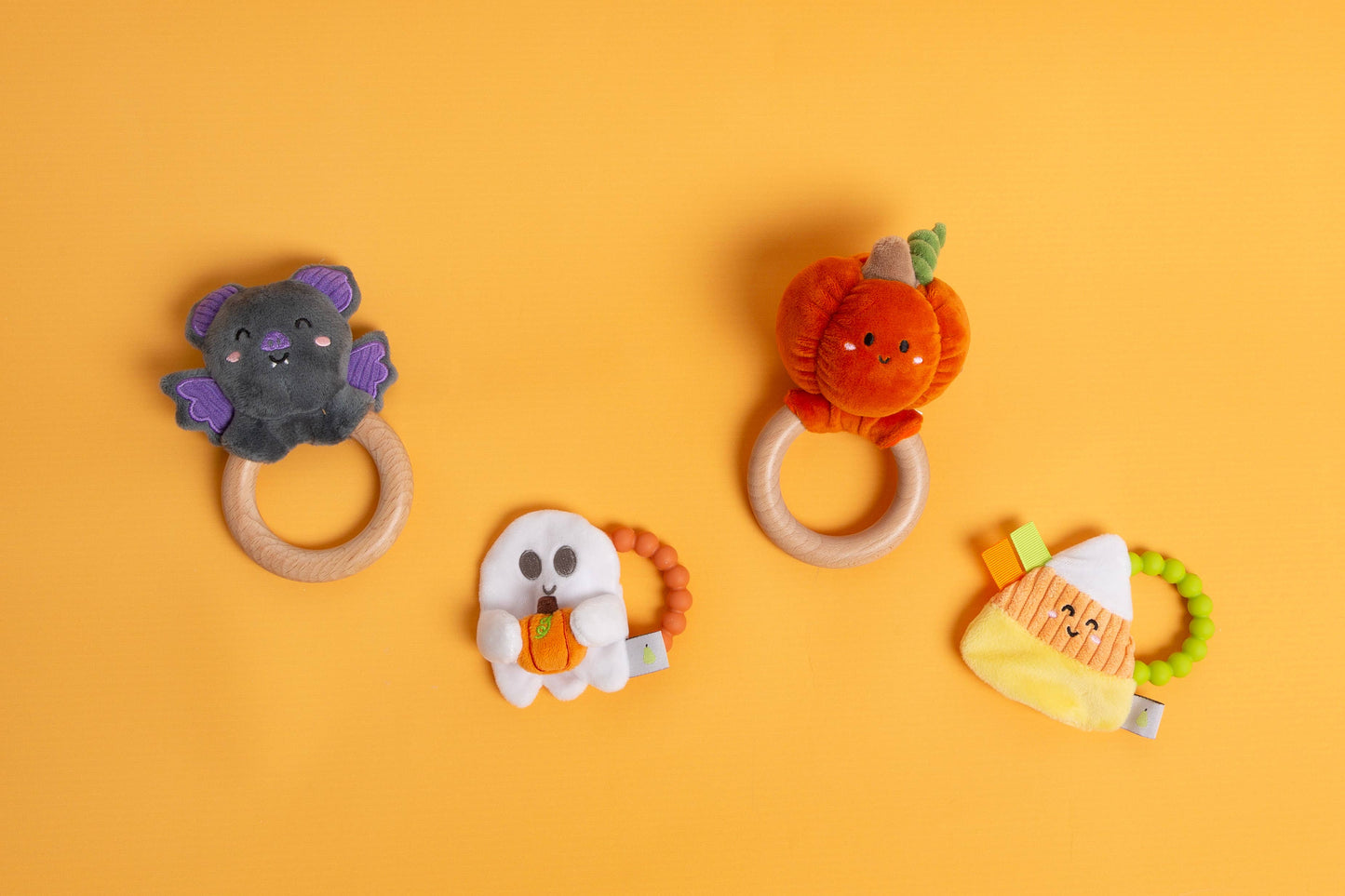 Pearhead - Candy Corn Crinkle Teether, Fall/ Halloween Baby Teether