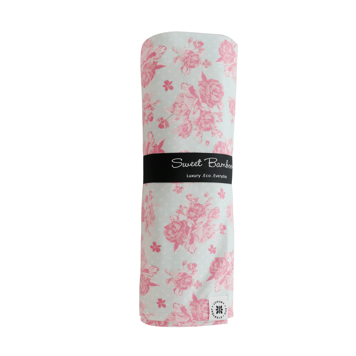 Swaddle Blanket - Pink Floral on Aqua