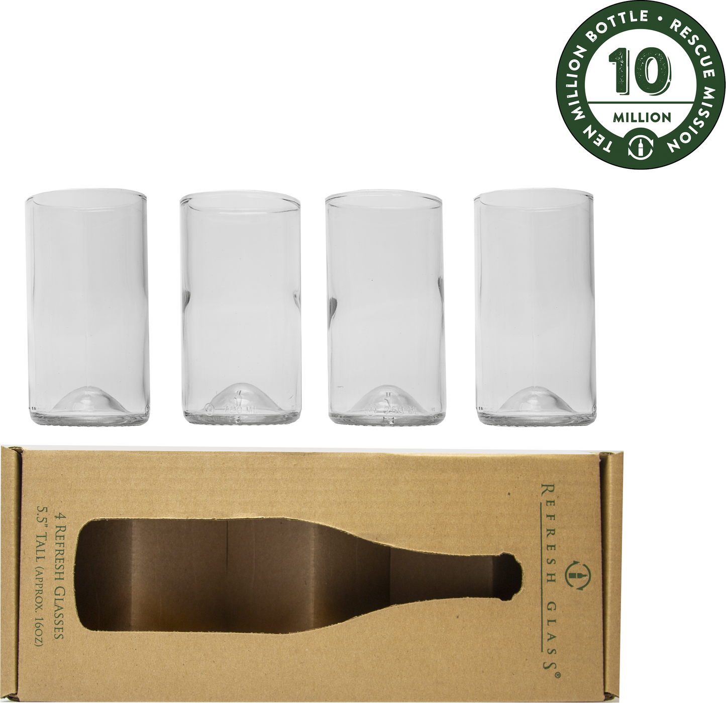 Refresh Glass - 16oz 4 pack: Clear Glasses