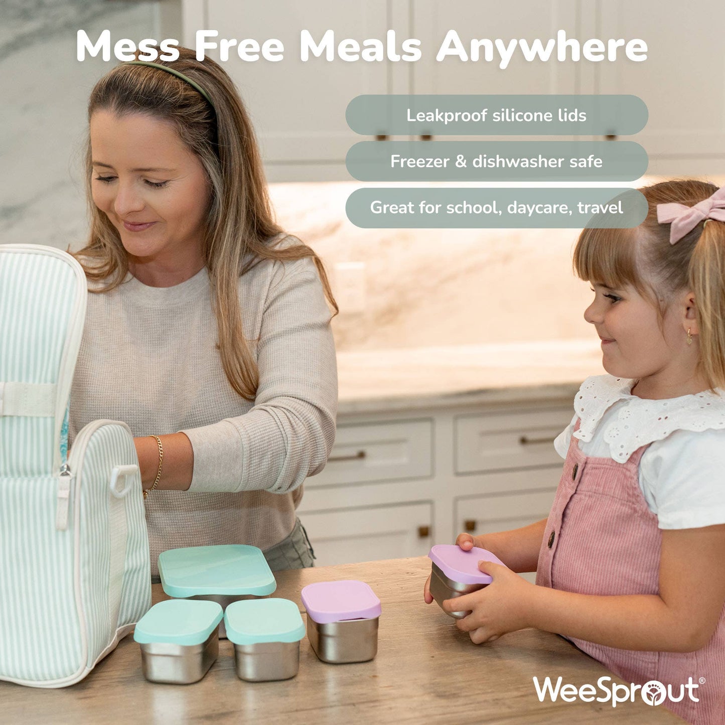 WeeSprout - Stainless Steel Bento Box Set with Silicone Lids – Set of 3