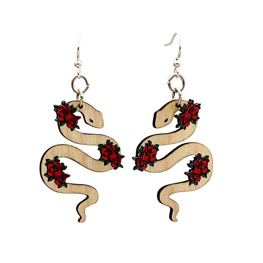 Green Tree Jewelry - Snake and Rose Earrings