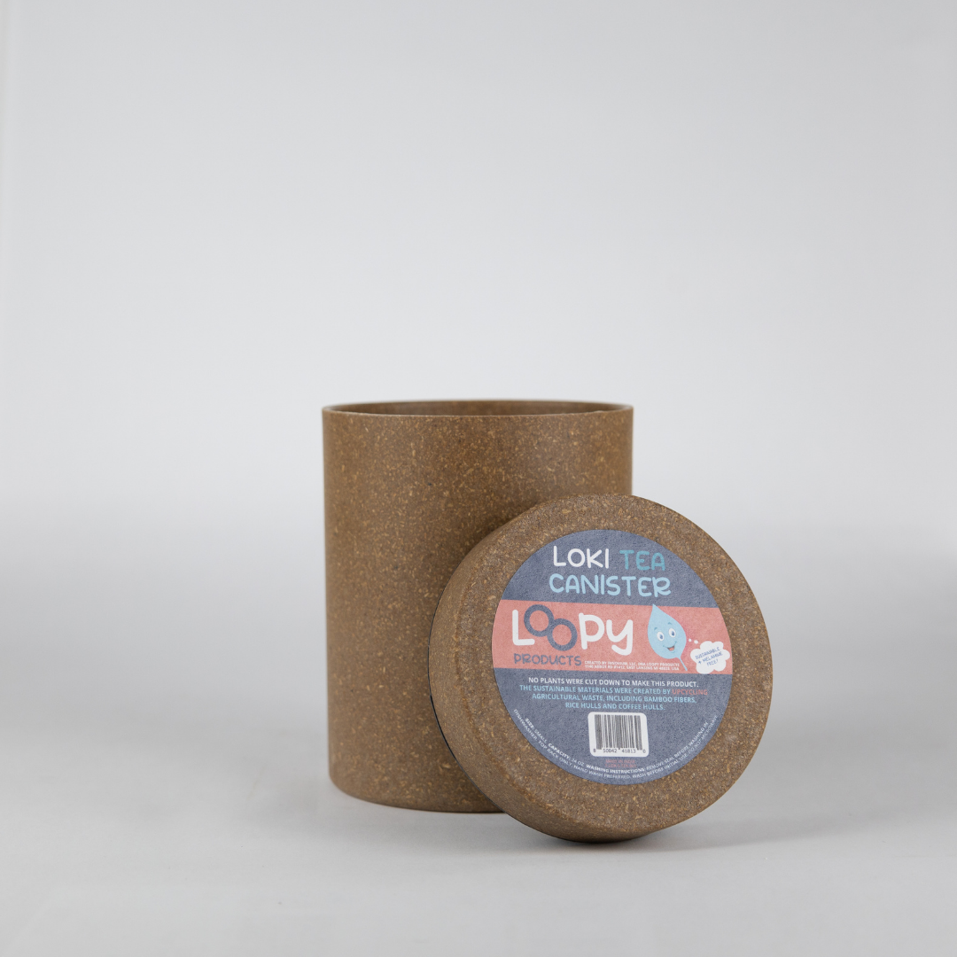 Loopy Products - Sustainable Bamboo Small Tea Canister Sand Color 24 Ounces