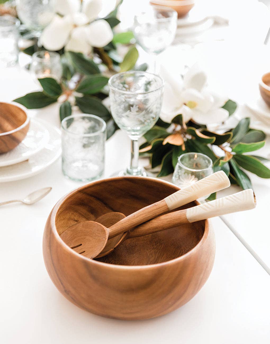 Acacia Wood Rounded Salad Bowl