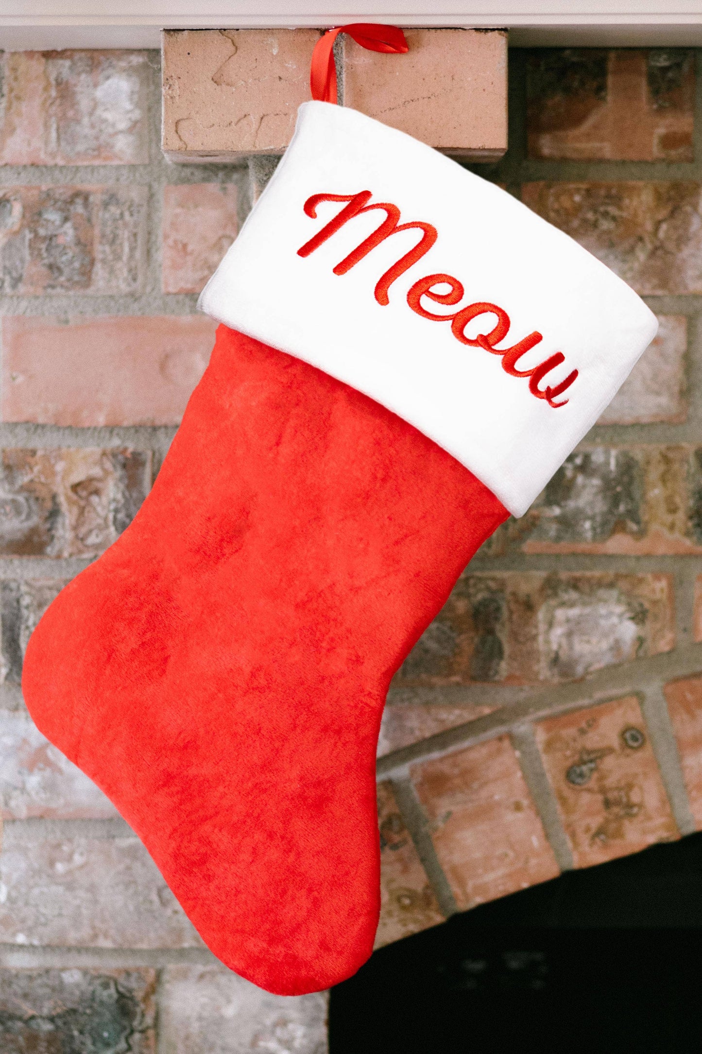 Pearhead - Meow Cat Christmas Stocking, Holiday Pet Owner Gift