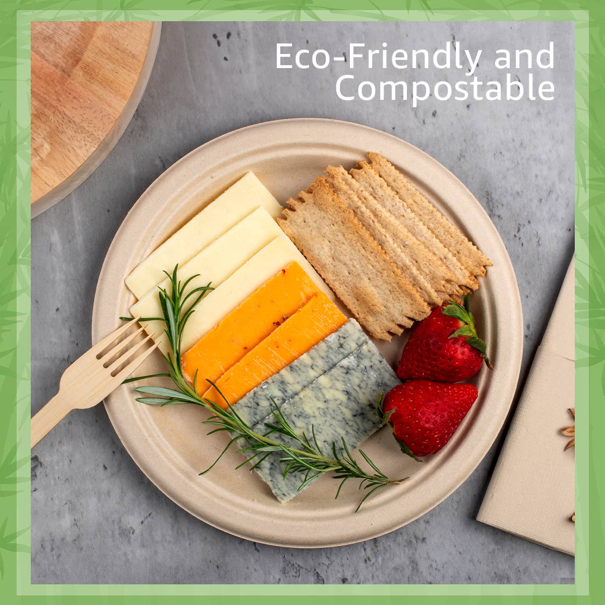 Ibambo Bamboo Disposable Paper Plates - 9 Inch - 125 Pack