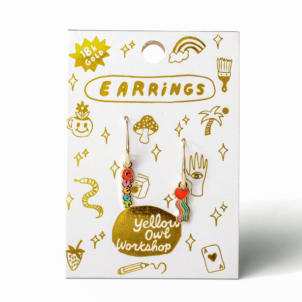Queer Heart Earrings - Gold LGBTQ+ Pride Statement Jewelry