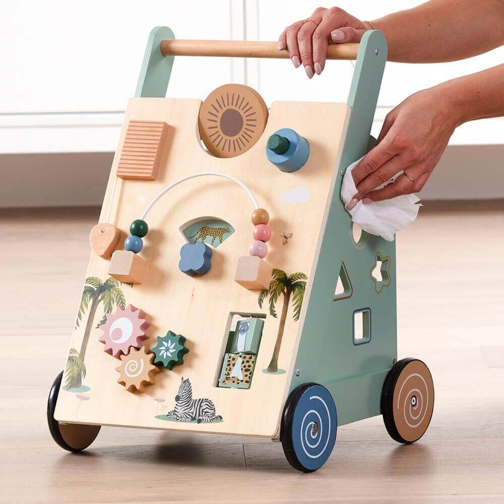 Wooden Baby Walker - Multi-Activity Push Walker Ages 18m+