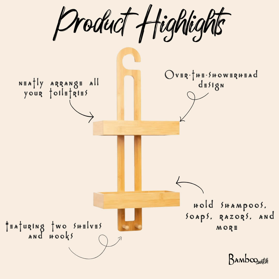 Overhead Bamboo Shower Caddy