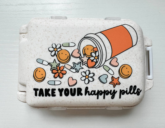 Boho + Babe - Take your Happy Pills Container - Speckled Cream