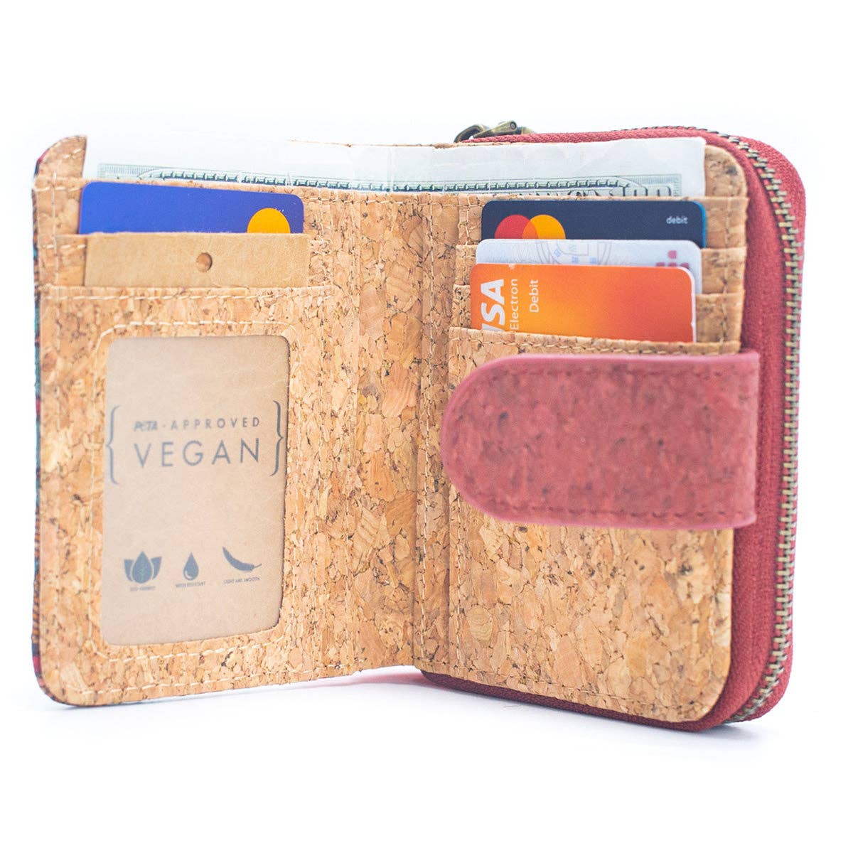 Meninas Bonitas Cork - Natural Cork Printed Women's Short Card Wallet BAG-2238