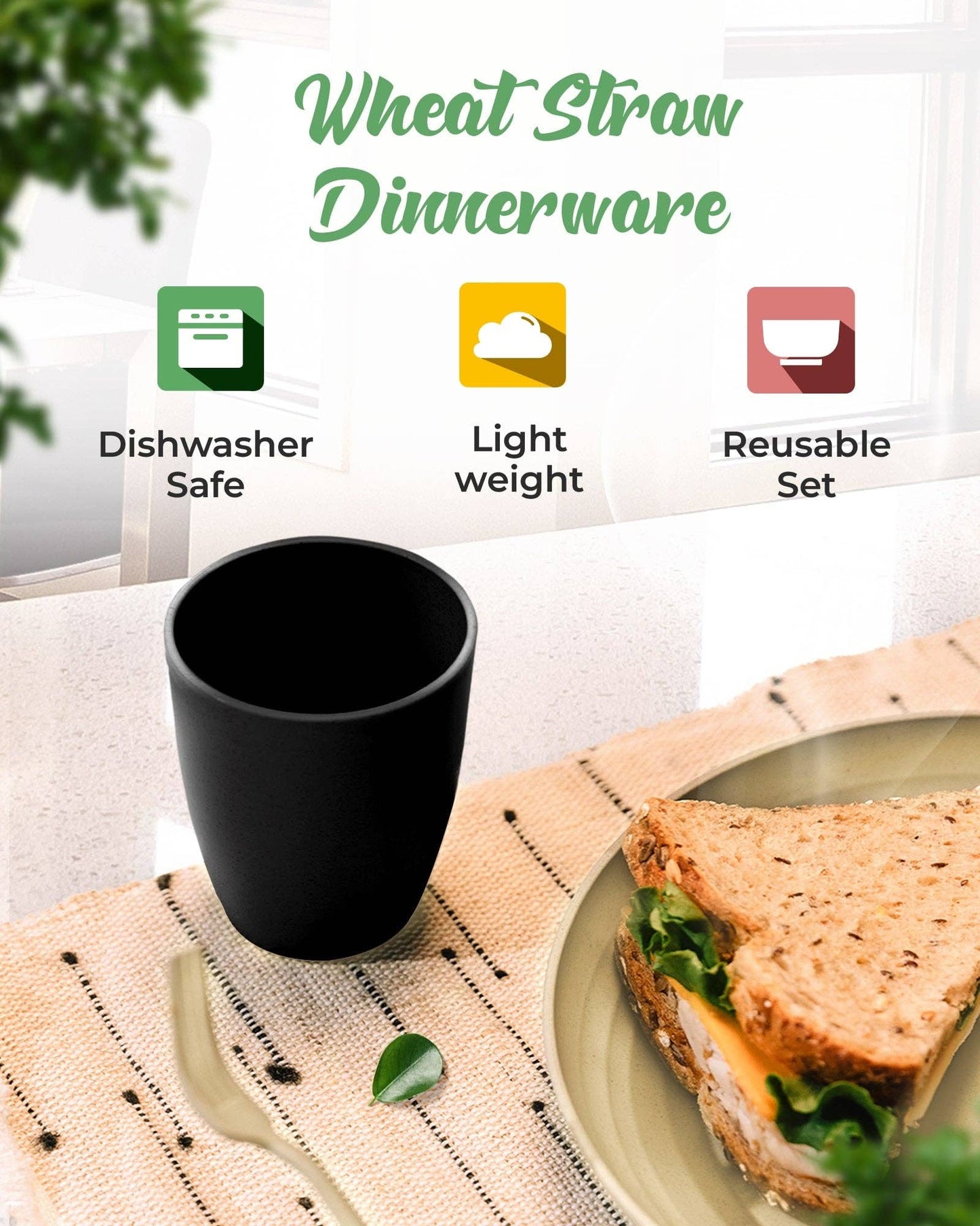 Greendish - Eco-Friendly Wheat Straw Dinnerware Combo Sets Reusable Kit