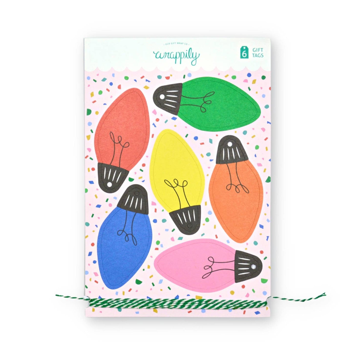 Wrappily Eco Gift Wrap Co. - Christmas Lights Pop-out Gift Tags, set of 6
