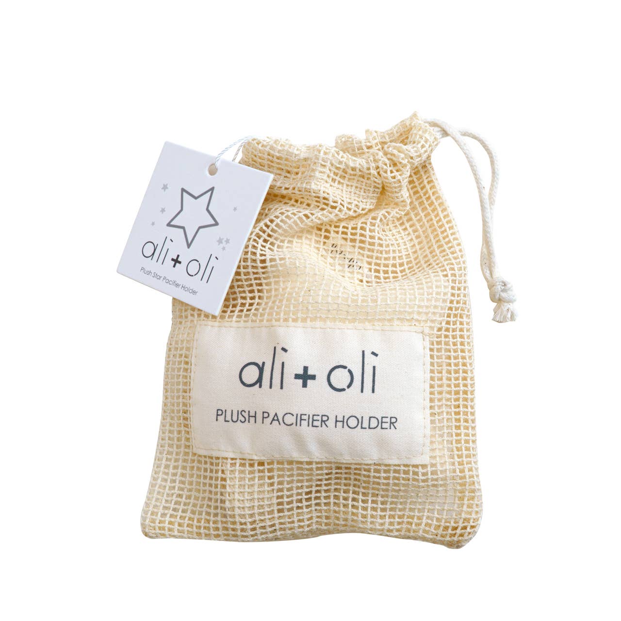 Ali+Oli - Star Pacifier Holder Soft Cuddly Binky Toy (Muslin Ivory)