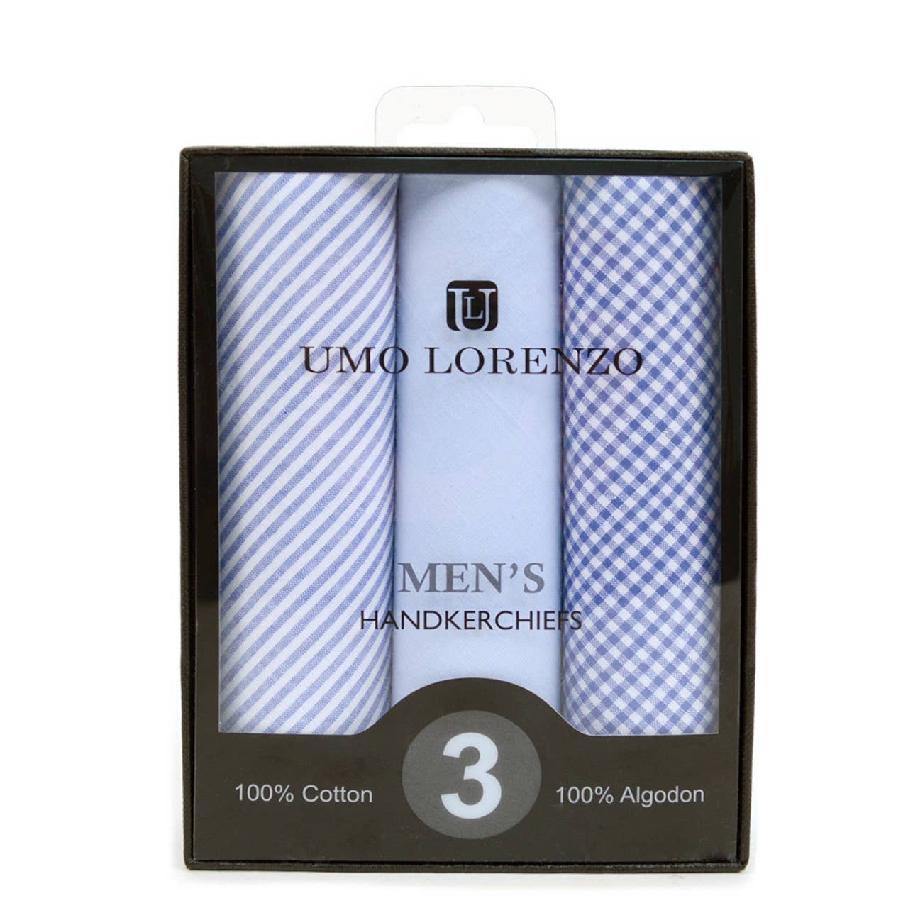 Men's Cotton Solid, Striped & Plaid Blue Handkerchiefs