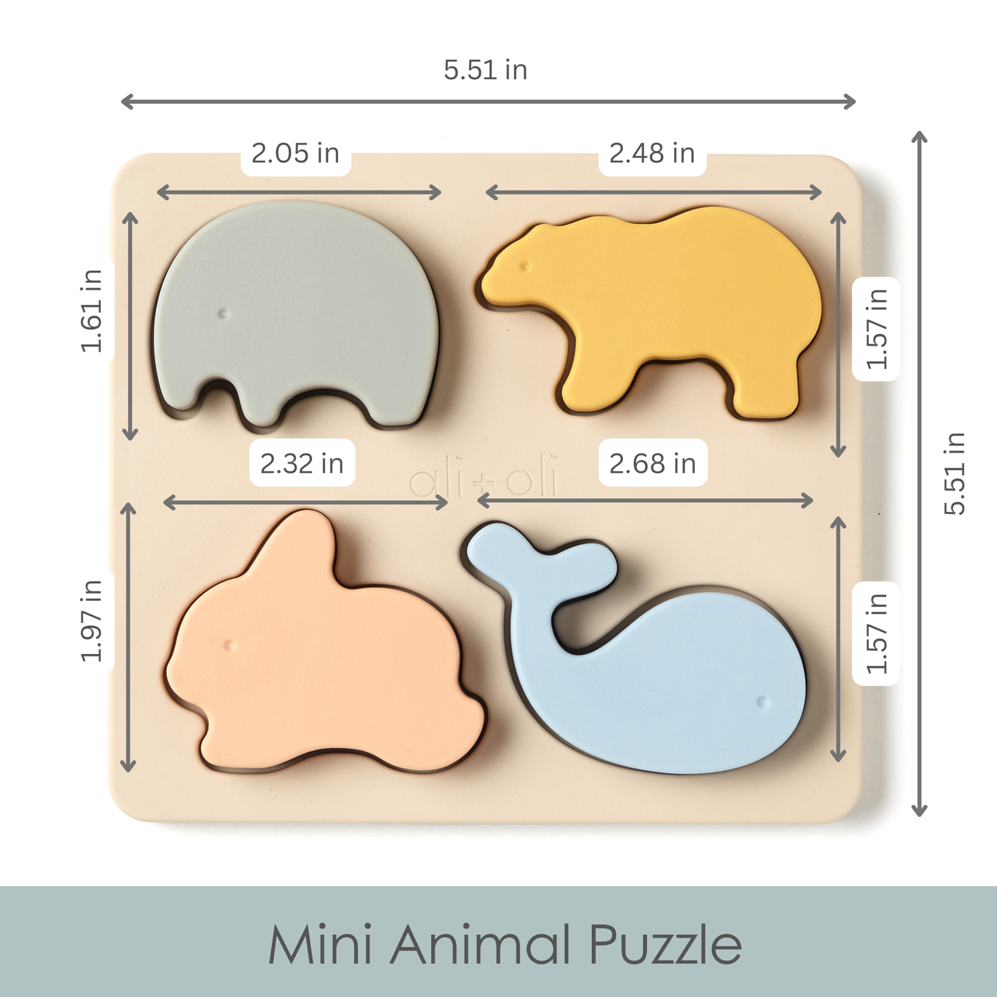 Ali+Oli - Baby Soft Silicone Mini-Animal Puzzle (4pc) Toys for Toddler