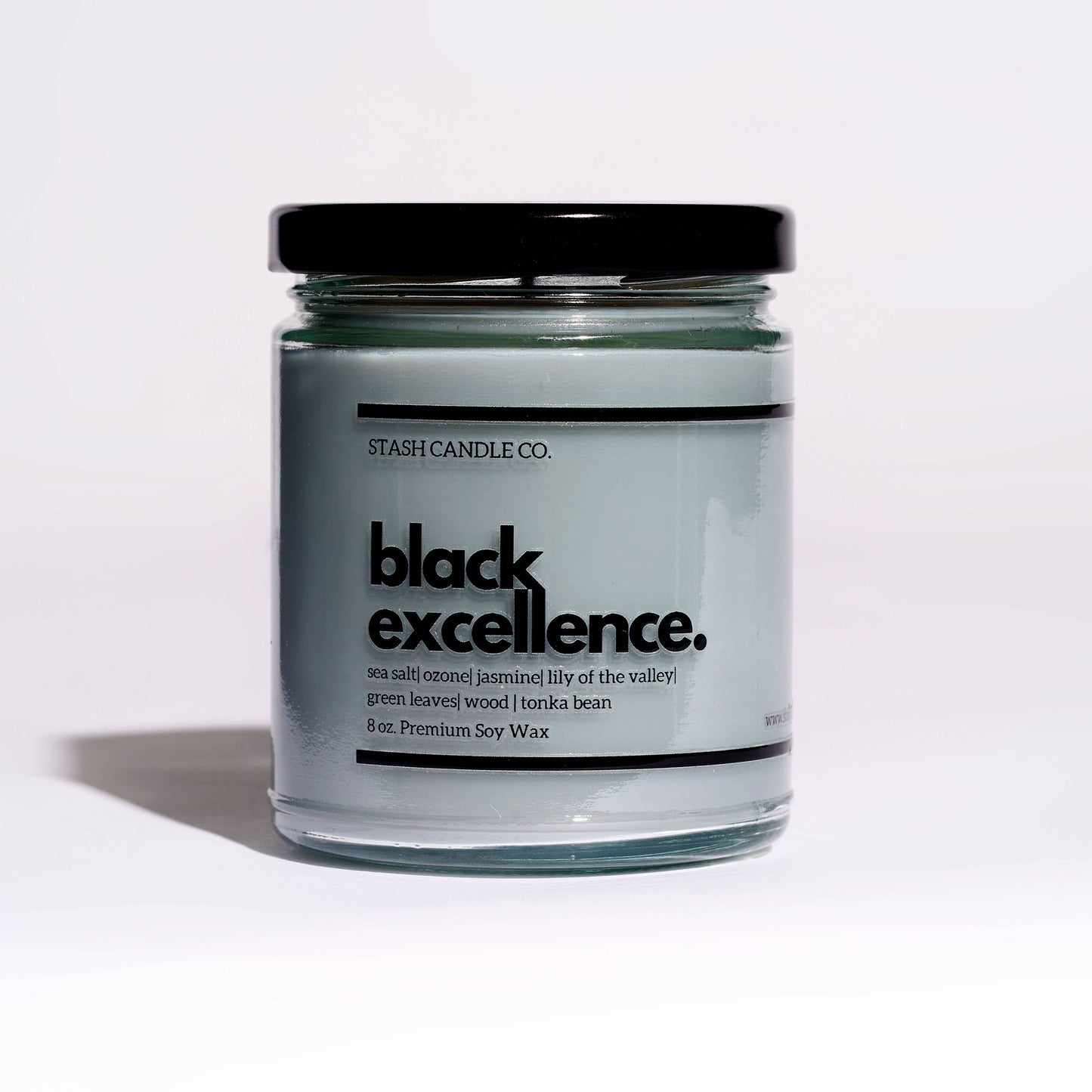 Stash Candle Co. - Black Excellence Candle, 8oz. Orange Freesia Amber Musk