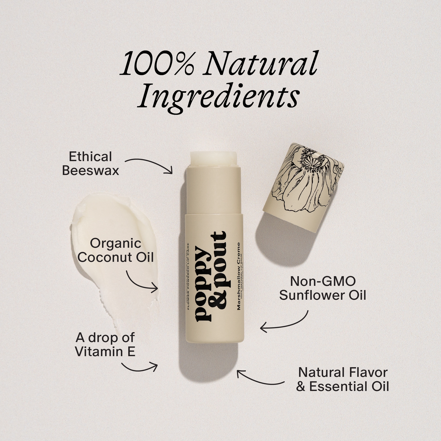 Poppy & Pout - Lip Balm, Marshmallow Creme