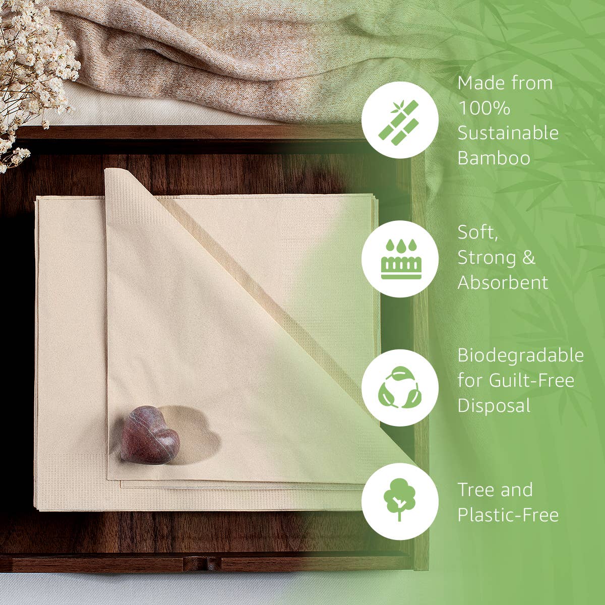 Ibambo - Ibambo Bamboo Entertain Dinner Napkins - 200 Pack - 3 Ply