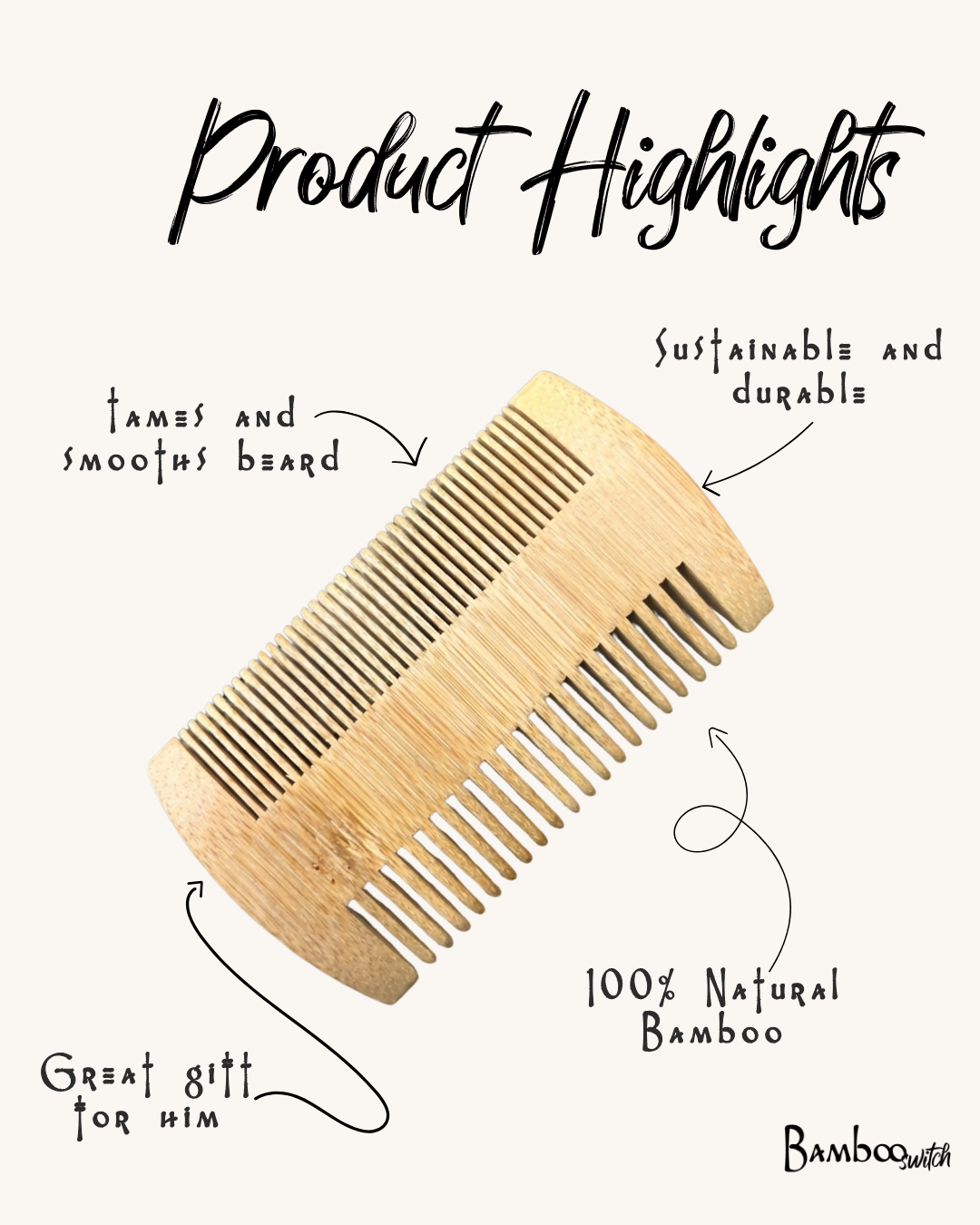 Bamboo Beard Comb | Earth Day Bestseller