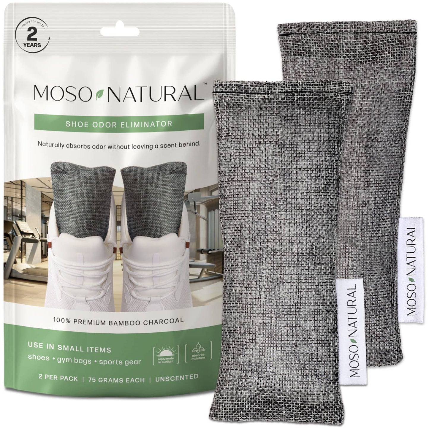 Shoe & Sport Gear Deodorizers w/ Bamboo Charcoal, 2PK