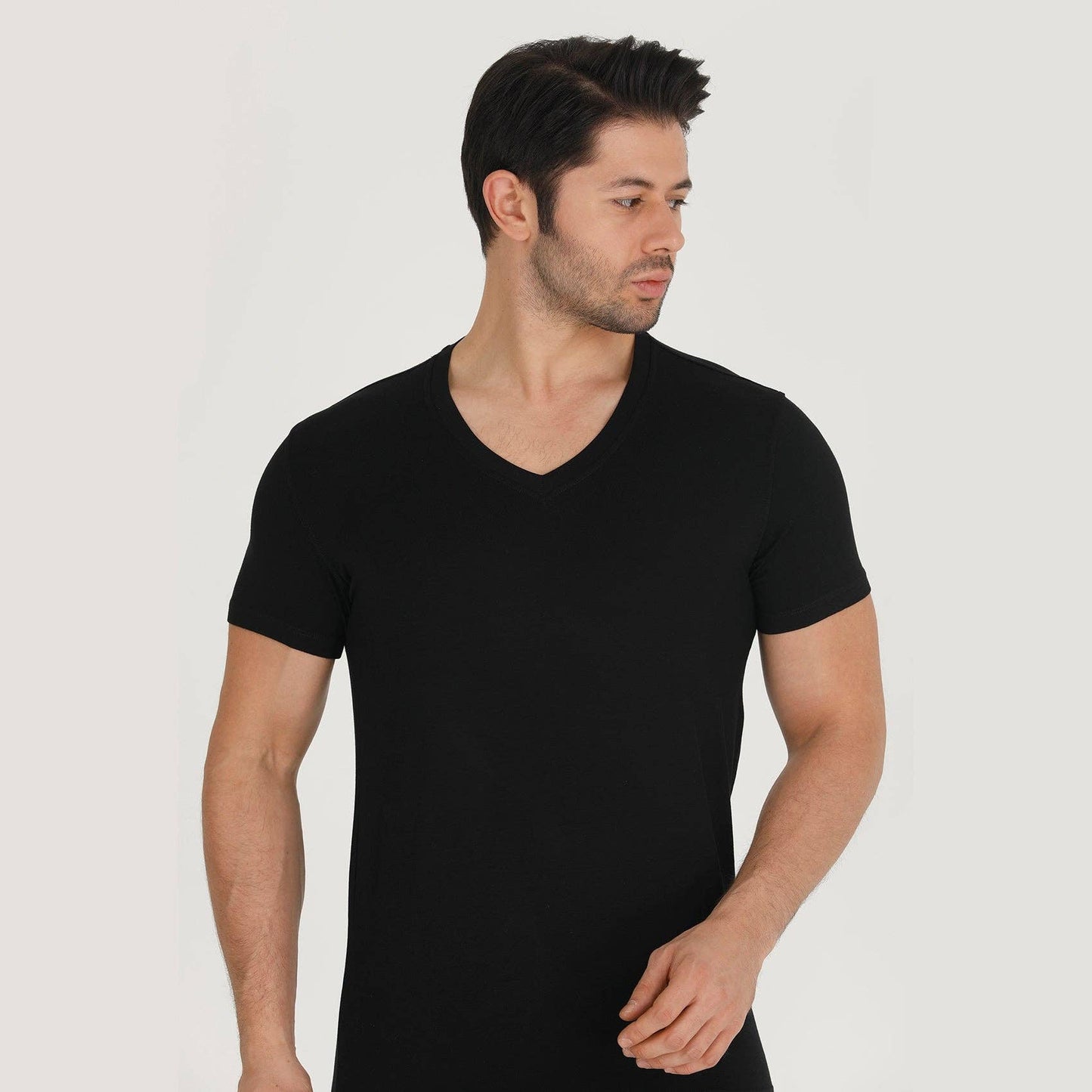 Bambooven - Bambooven Men’s V-Neck T-Shirt – Premium Bamboo, Super Soft, Breathable, Classic V-Neck, Modern Fitted T-Shirt, Men’s Undershirt - Mixed Color(3 Pack)