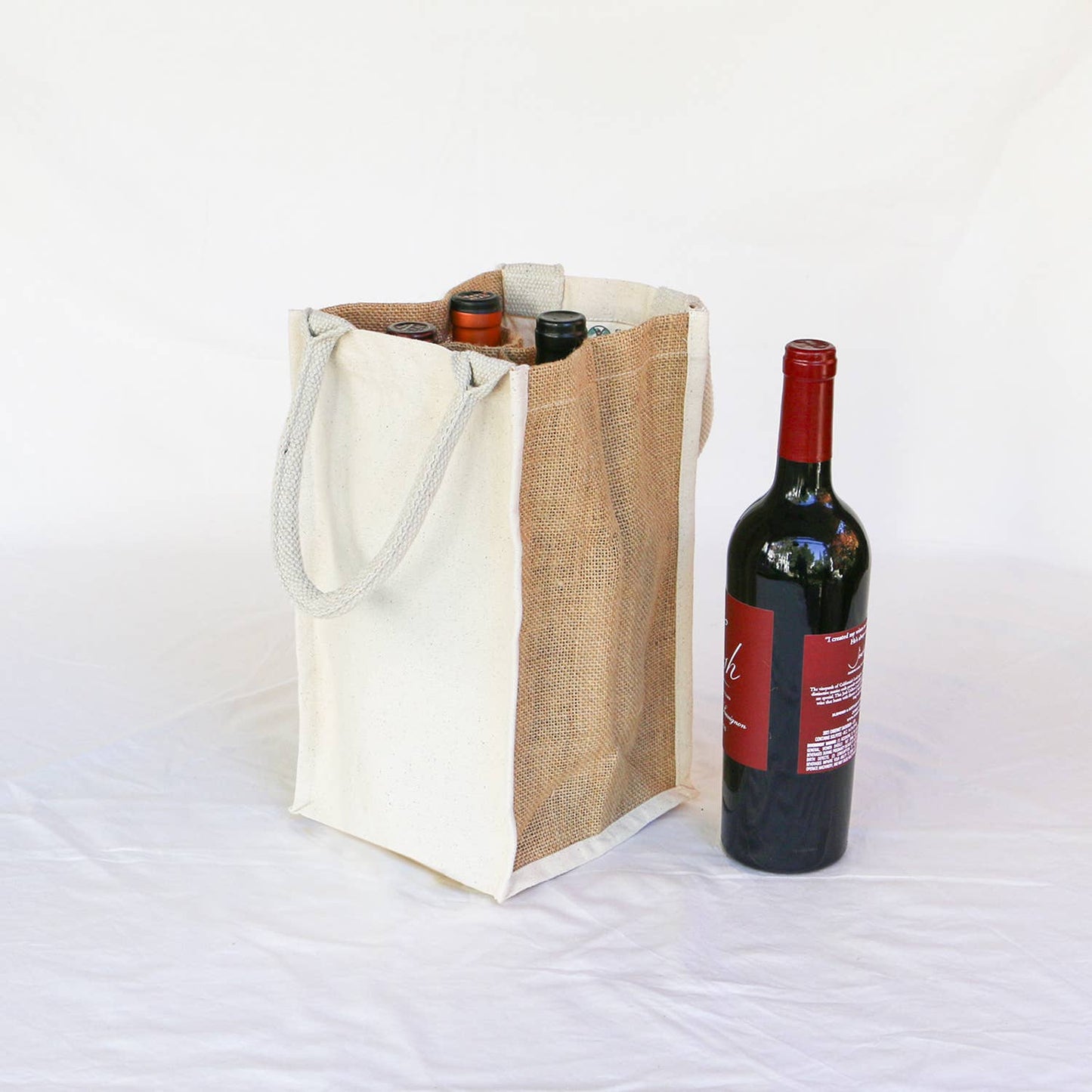 Simple Ecology - Canvas & Jute 4 Pocket Wine Tote - Simple Ecology