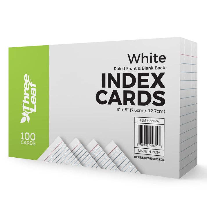 Index Cards Ruled, White Ruled (100 Card Pack)