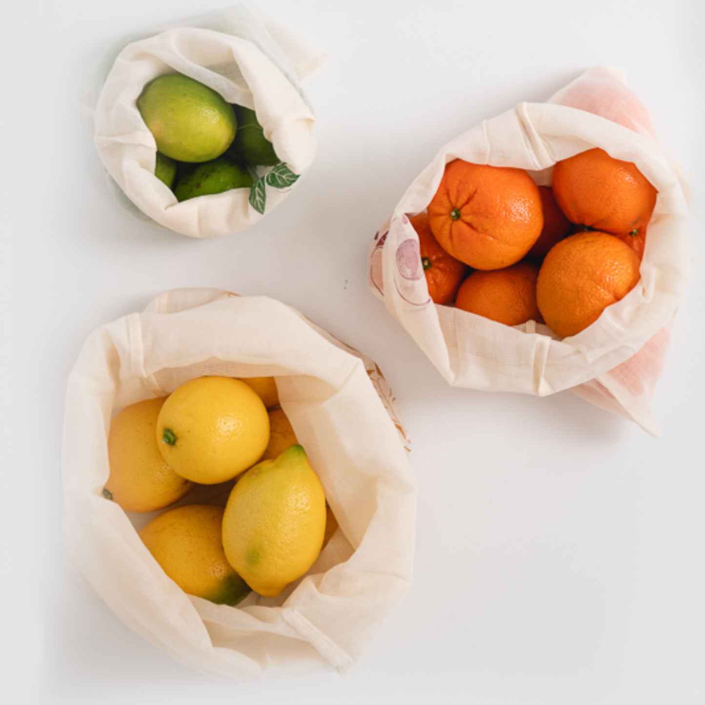 ECOBAGS - Organic Cotton Printed Reusable Produce Bags - 3 Pack