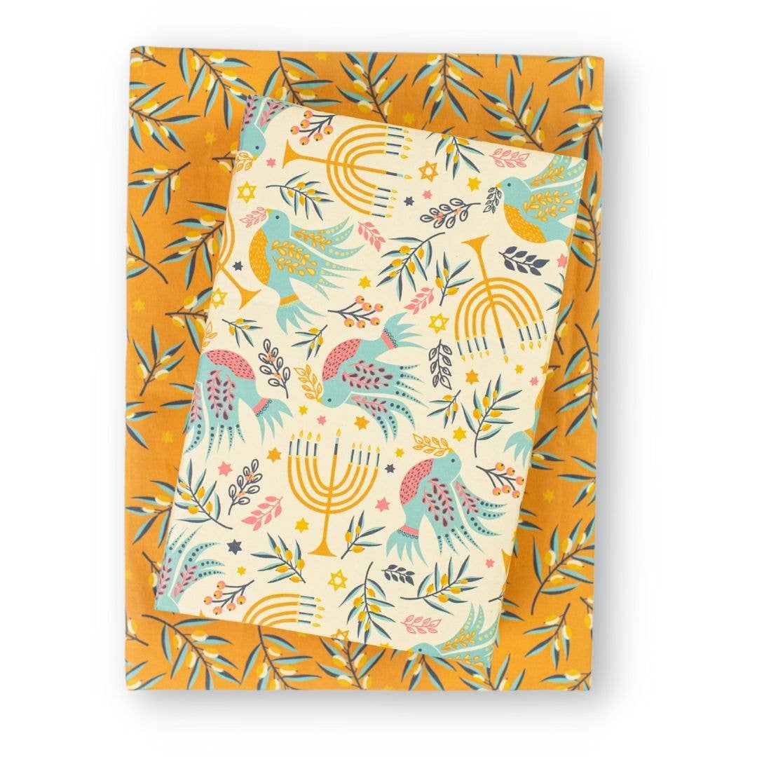 Wrappily Eco Gift Wrap Co. - Hanukkah  Doves • Double-sided Eco Wrapping Paper • Holiday